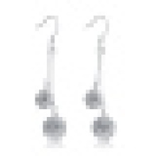Women′s 925 Sterling Silver Earrings Long Double Crystal Earrings